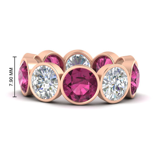 10-carat-bezel-set-round-diamond-eternity-band-with-pink-sapphire-in-rose-gold-FDEWB10558ROGSADRPIANGLE3-10.00CT-NL-RG