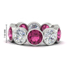 Load image into Gallery viewer, 10-carat-bezel-set-round-diamond-eternity-band-with-pink-sapphire-in-white-gold-FDEWB10558ROGSADRPIANGLE3-10.00CT-NL-WG