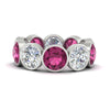 Load image into Gallery viewer, 10-carat-bezel-set-round-diamond-eternity-band-with-pink-sapphire-in-white-gold-FDEWB10558ROGSADRPIANGLE3-10.00CT-NL-WG