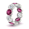 Load image into Gallery viewer, 10-carat-bezel-set-round-diamond-eternity-band-with-pink-sapphire-in-white-gold-FDEWB10558ROGSADRPIANGLE3-10.00CT-NL-WG