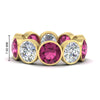 Load image into Gallery viewer, 10-carat-bezel-set-round-diamond-eternity-band-with-pink-sapphire-in-yellow-gold-FDEWB10558ROGSADRPIANGLE3-10.00CT-NL-YG
