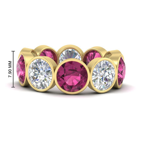 10-carat-bezel-set-round-diamond-eternity-band-with-pink-sapphire-in-yellow-gold-FDEWB10558ROGSADRPIANGLE3-10.00CT-NL-YG