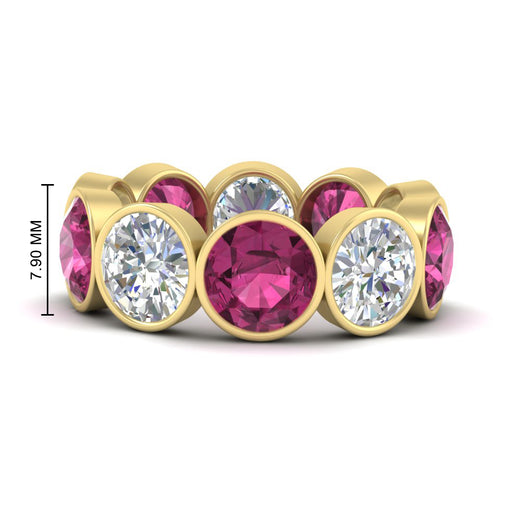 10-carat-bezel-set-round-diamond-eternity-band-with-pink-sapphire-in-yellow-gold-FDEWB10558ROGSADRPIANGLE3-10.00CT-NL-YG