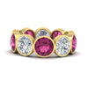 Load image into Gallery viewer, 10-carat-bezel-set-round-diamond-eternity-band-with-pink-sapphire-in-yellow-gold-FDEWB10558ROGSADRPIANGLE3-10.00CT-NL-YG