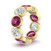 Load image into Gallery viewer, 10-carat-bezel-set-round-diamond-eternity-band-with-pink-sapphire-in-yellow-gold-FDEWB10558ROGSADRPIANGLE3-10.00CT-NL-YG