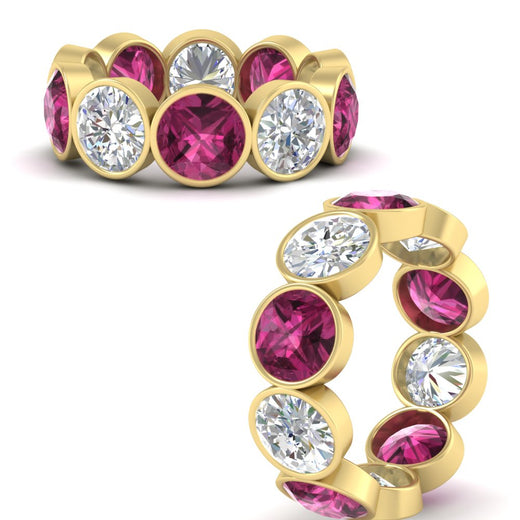 10-carat-bezel-set-round-diamond-eternity-band-with-pink-sapphire-in-yellow-gold-FDEWB10558ROGSADRPIANGLE3-10.00CT-NL-YG