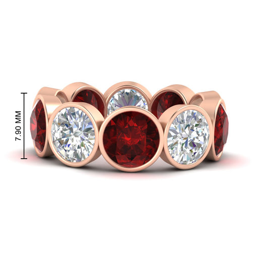 10-carat-bezel-set-round-diamond-eternity-band-with-ruby-in-rose-gold-FDEWB10558ROGRUDRANGLE3-10.00CT-NL-RG