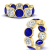 Load image into Gallery viewer, 10-carat-bezel-set-round-diamond-eternity-band-with-sapphire-in-yellow-gold-FDEWB10558ROGSABLANGLE3-10.00CT-NL-YG