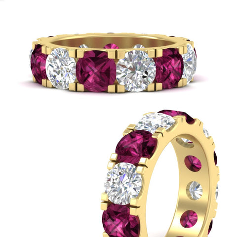 10-carat-double-prong-round-diamond-and-pink-sapphire-eternity-band-in-yellow-gold-FDEWB8371GSADRPIANGLE3-10.00CT-NL-YG