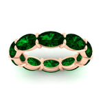 Load image into Gallery viewer, 10-carat-emerald-eternity-wedding-band-oval-shape-in-rose-gold-FDEWB8425OVGEMGRANGLE5-10.00CT-NL-RG
