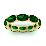 Load image into Gallery viewer, 10-carat-emerald-eternity-wedding-band-oval-shape-in-yellow-gold-FDEWB8425OVGEMGRANGLE5-10.00CT-NL-YG
