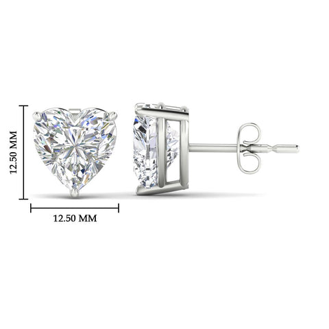 3 Prong Heart Shaped Diamond Solitaire Stud Earring in Basket Setting