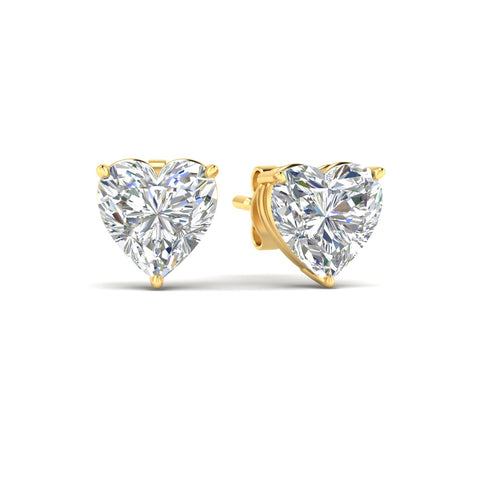 3 Prong Heart Shaped Diamond Solitaire Stud Earring in Basket Setting