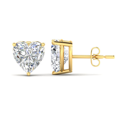 3 Prong Heart Shaped Diamond Solitaire Stud Earring in Basket Setting