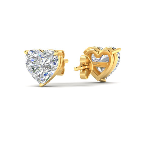3 Prong Heart Shaped Diamond Solitaire Stud Earring in Basket Setting