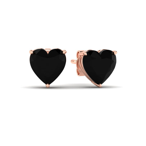 Lab Cultivated Heart Black Diamond Solitaire Stud Earrings