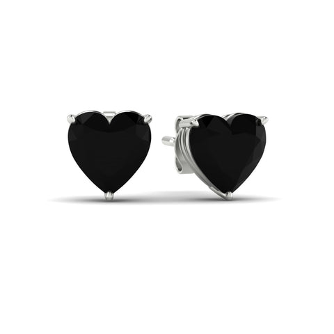 Lab Cultivated Heart Black Diamond Solitaire Stud Earrings