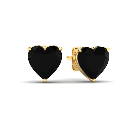 Lab Cultivated Heart Black Diamond Solitaire Stud Earrings