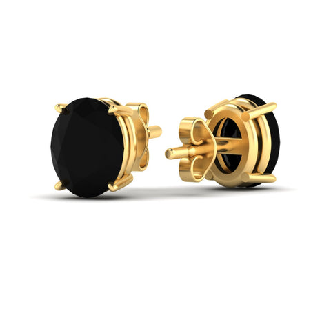 Oval Shaped Lab Grown Black Diamond Gemstone Earrings