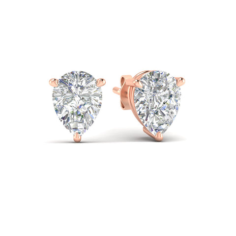 Three-Prong Pear Diamond Solitaire Stud Earrings [IGI Certified]