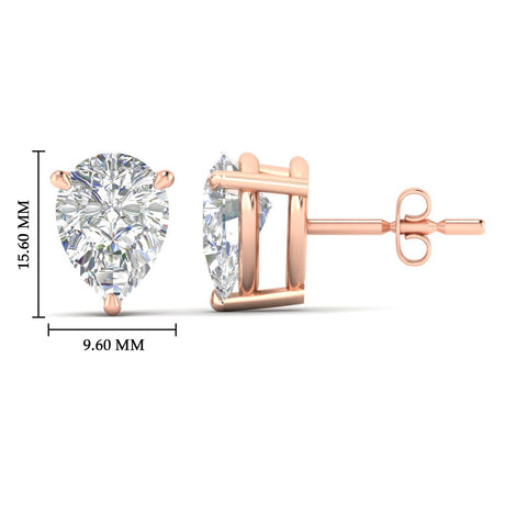 Three-Prong Pear Diamond Solitaire Stud Earrings [IGI Certified]
