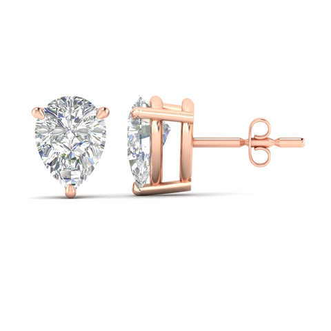Three-Prong Pear Diamond Solitaire Stud Earrings [IGI Certified]