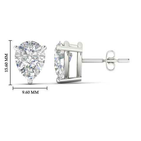 Three-Prong Pear Diamond Solitaire Stud Earrings [IGI Certified]