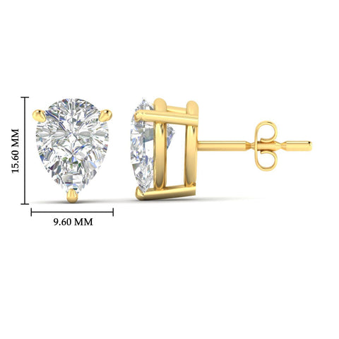 Three-Prong Pear Diamond Solitaire Stud Earrings [IGI Certified]