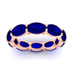 Load image into Gallery viewer, 10-carat-sapphire-eternity-wedding-band-oval-shape-in-rose-gold-FDEWB8425OVGSABLANGLE5-10.00CT-NL-RG
