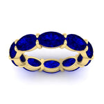 Load image into Gallery viewer, 10-carat-sapphire-eternity-wedding-band-oval-shape-in-yellow-gold-FDEWB8425OVGSABLANGLE5-10.00CT-NL-YG
