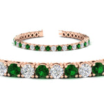 Load image into Gallery viewer, 10-ct.-diamond-tennis-bracelet-with-emerald-in-rose-gold-FDBRC8635ROGEMGRANGLE2-10.00_20CT-NL-RG
