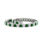 Load image into Gallery viewer, 10-ct.-diamond-tennis-bracelet-with-emerald-in-white-gold-FDBRC8635ROGEMGRANGLE4-10.00_20CT-NL-WG
