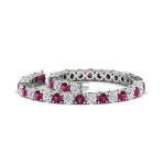 Load image into Gallery viewer, 10-ct.-diamond-tennis-bracelet-with-pink-sapphire-in-white-gold-FDBRC8635ROGSADRPIANGLE4-10.00_20CT-NL-WG
