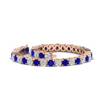 Load image into Gallery viewer, 10-ct.-diamond-tennis-bracelet-with-sapphire-in-rose-gold-FDBRC8635ROGSABLANGLE4-10.00_20CT-NL-RG
