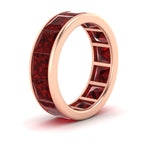 Load image into Gallery viewer, 10-ctw-channel-set-princess-cut-ruby-eternity-ring-in-rose-gold-FDEWB160PRGRUDRANGLE2-10.00CT-NL-RG.jpg?v=1766128429