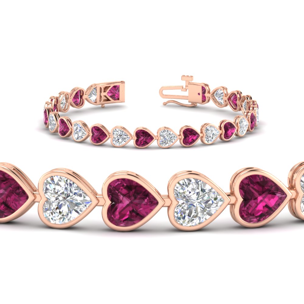 12-50-ct-bezel-tennis-bracelet-heart-shaped-diamond-with-pink-sapphire-in-rose-gold-fdbrc10581htgsadrpiangle2-12-50-ct-nl-rg