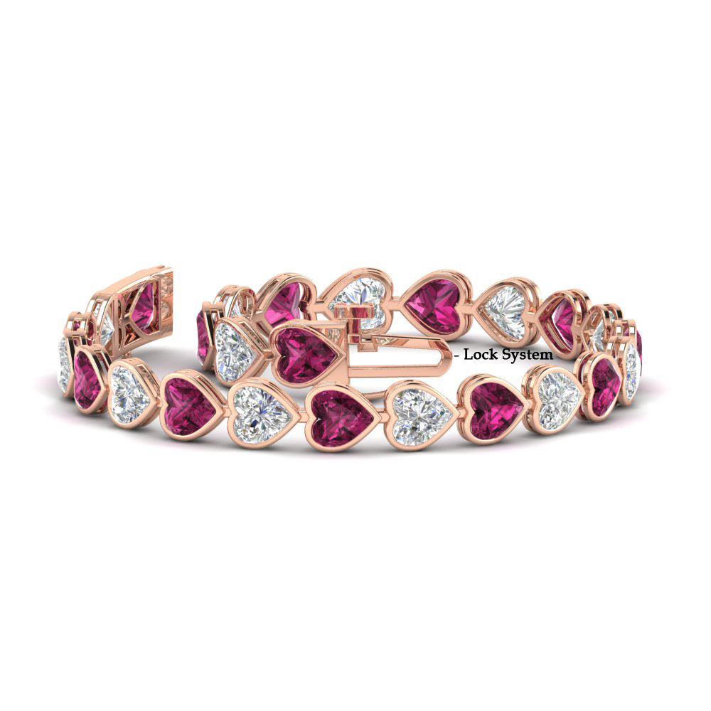 12-50-ct-bezel-tennis-bracelet-heart-shaped-diamond-with-pink-sapphire-in-rose-gold-fdbrc10581htgsadrpiangle2-12-50-ct-nl-rg