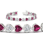 Load image into Gallery viewer, 12-50-ct-bezel-tennis-bracelet-heart-shaped-diamond-with-pink-sapphire-in-white-gold-fdbrc10581htgsadrpiangle2-12-50-ct-nl-wg

