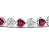 Load image into Gallery viewer, 12-50-ct-bezel-tennis-bracelet-heart-shaped-diamond-with-pink-sapphire-in-white-gold-fdbrc10581htgsadrpiangle2-12-50-ct-nl-wg