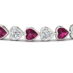 Load image into Gallery viewer, 12-50-ct-bezel-tennis-bracelet-heart-shaped-diamond-with-pink-sapphire-in-white-gold-fdbrc10581htgsadrpiangle2-12-50-ct-nl-wg
