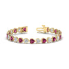 Load image into Gallery viewer, 12-50-ct-bezel-tennis-bracelet-heart-shaped-diamond-with-pink-sapphire-in-yellow-gold-fdbrc10581htgsadrpiangle2-12-50-ct-nl-yg