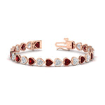 Load image into Gallery viewer, 12-50-ct-bezel-tennis-bracelet-heart-shaped-diamond-with-ruby-in-rose-gold-fdbrc10581htgrudrangle2-12-50-ct-nl-rg
