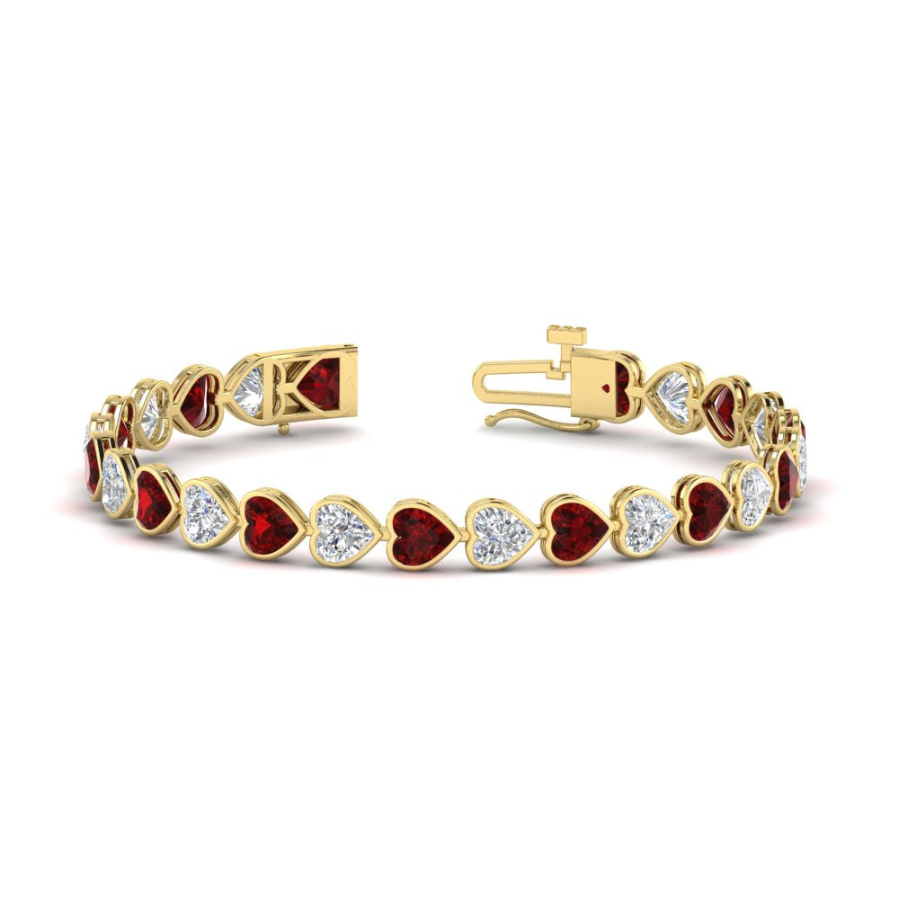 12-50-ct-bezel-tennis-bracelet-heart-shaped-diamond-with-ruby-in-yellow-gold-fdbrc10581htgrudrangle2-12-50-ct-nl-yg