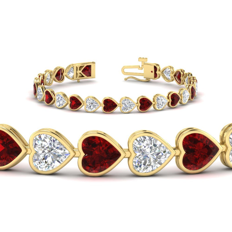12-50-ct-bezel-tennis-bracelet-heart-shaped-diamond-with-ruby-in-yellow-gold-fdbrc10581htgrudrangle2-12-50-ct-nl-yg