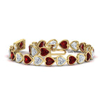 Load image into Gallery viewer, 12-50-ct-bezel-tennis-bracelet-heart-shaped-diamond-with-ruby-in-yellow-gold-fdbrc10581htgrudrangle2-12-50-ct-nl-yg
