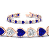 Load image into Gallery viewer, 12-50-ct-bezel-tennis-bracelet-heart-shaped-diamond-with-sapphire-in-rose-gold-fdbrc10581htgsablangle2-12-50-ct-nl-rg