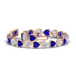 Load image into Gallery viewer, 12-50-ct-bezel-tennis-bracelet-heart-shaped-diamond-with-sapphire-in-rose-gold-fdbrc10581htgsablangle2-12-50-ct-nl-rg
