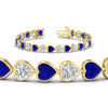 Load image into Gallery viewer, 12-50-ct-bezel-tennis-bracelet-heart-shaped-diamond-with-sapphire-in-yellow-gold-fdbrc10581htgsablangle2-12-50-ct-nl-yg