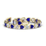 Load image into Gallery viewer, 12-50-ct-bezel-tennis-bracelet-heart-shaped-diamond-with-sapphire-in-yellow-gold-fdbrc10581htgsablangle2-12-50-ct-nl-yg
