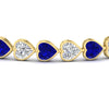 Load image into Gallery viewer, 12-50-ct-bezel-tennis-bracelet-heart-shaped-diamond-with-sapphire-in-yellow-gold-fdbrc10581htgsablangle2-12-50-ct-nl-yg